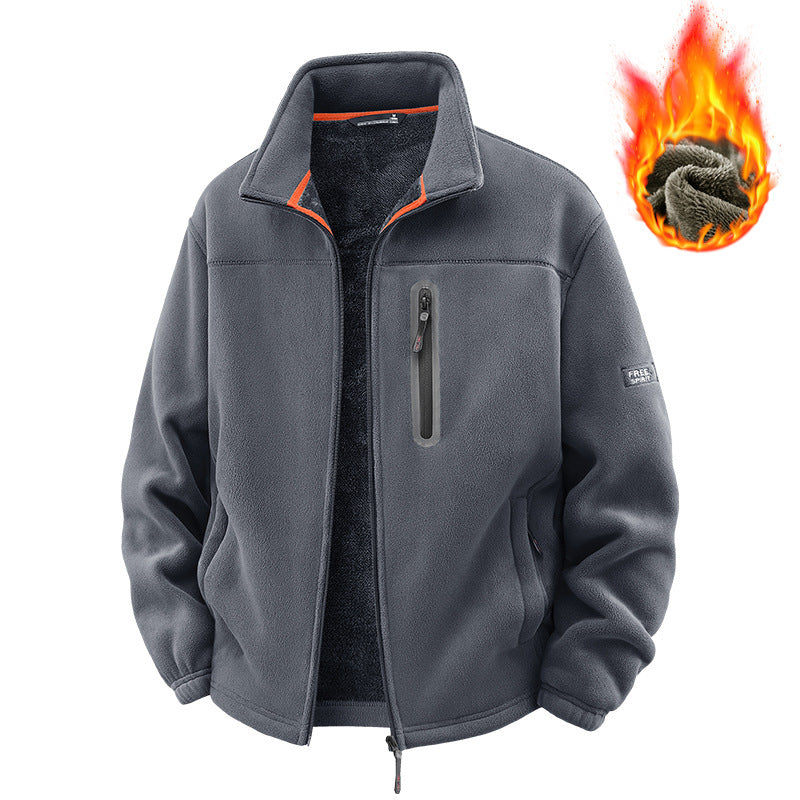 Herr Fleece Jacka med Hög Krage