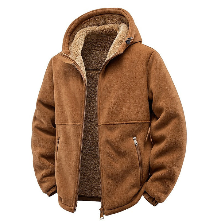 Herr Vadderad Teddy Fleece Luvtröja med Tvåvägsdragkedja &amp; Fickor med Dragkedja