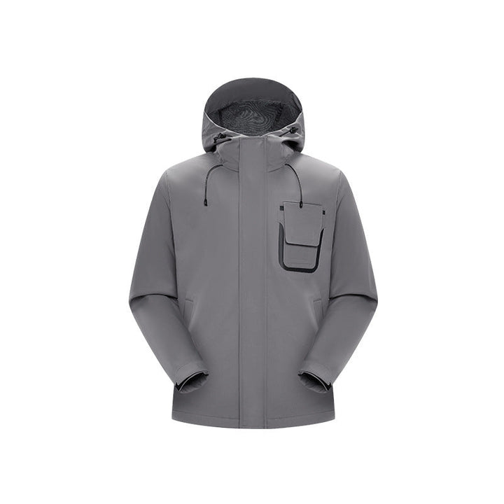 Herr Teknisk Funktionell Jacka med Huva, Vattenavvisande Softshell och Bröst Lock Ficka