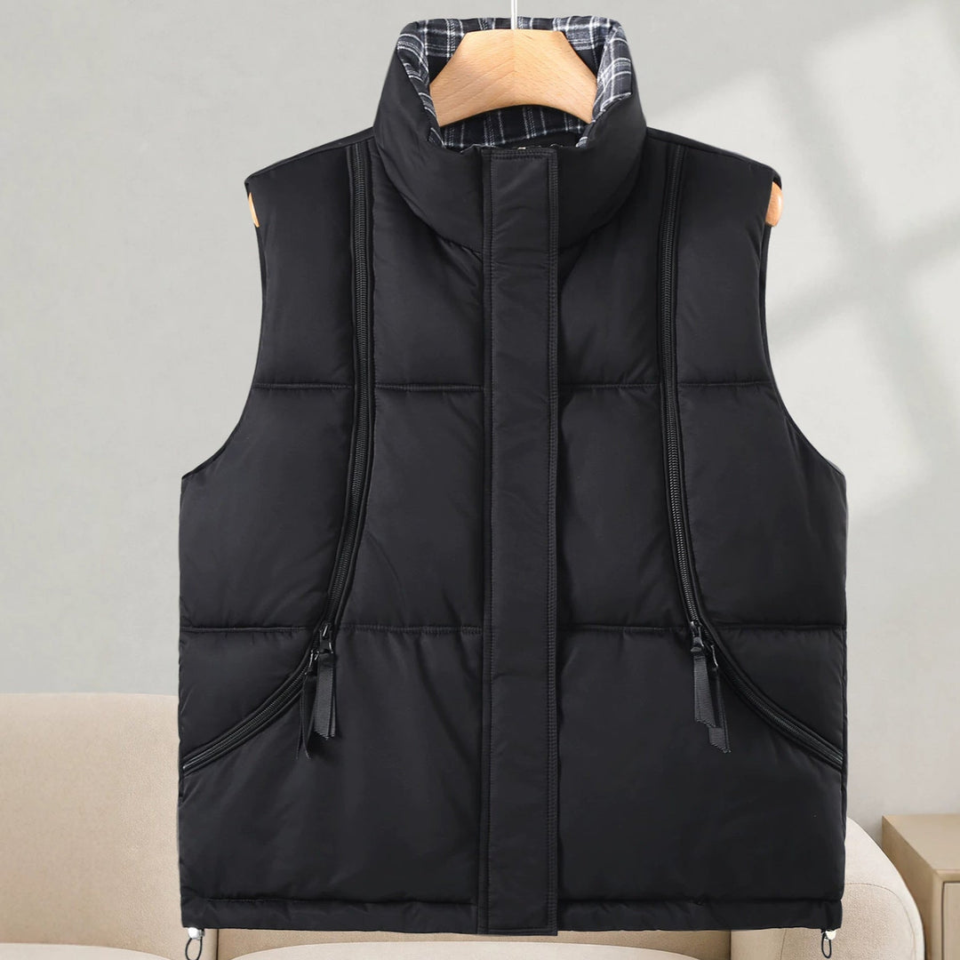 Dam Sleeveless Thermal väst med High Stand krage och Visible Vertical Zippers