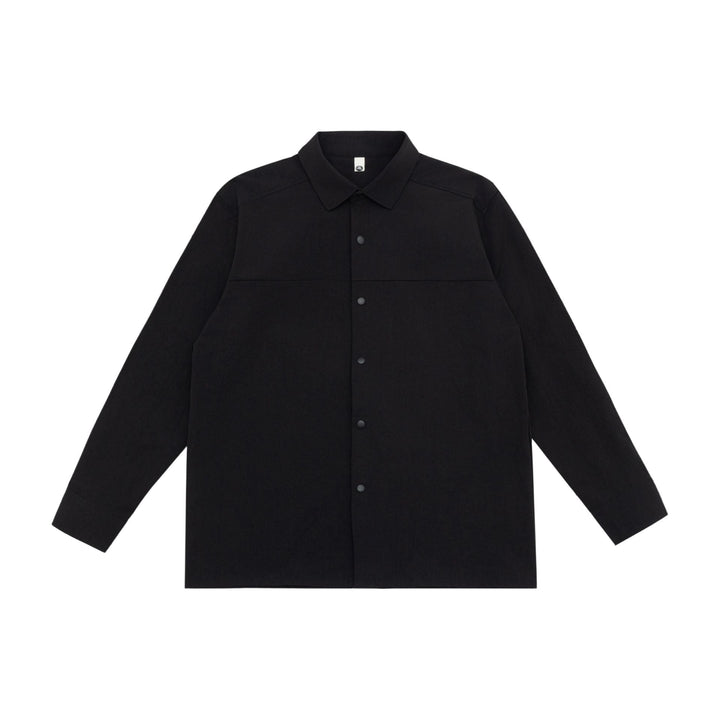 Unisex Lång Modell Skjorta Jacka i Boxig Skärning Gjord av Kraftig Sweat Quality med Concealed Tryckknappsslå