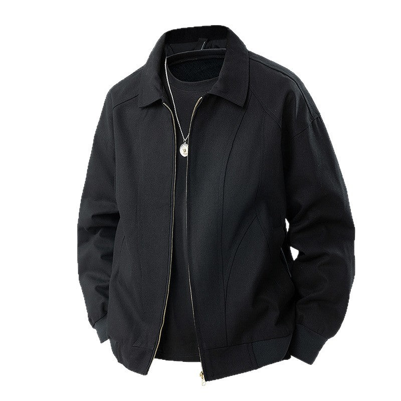 Herr Modern Blouson med Skjorta Krage, Tvåvägsdragkedja och Subtil Division Söm
