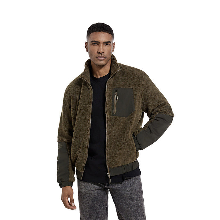 Herr Teddy Fleece Jacka med Stående Krage och Reinforced Inserts