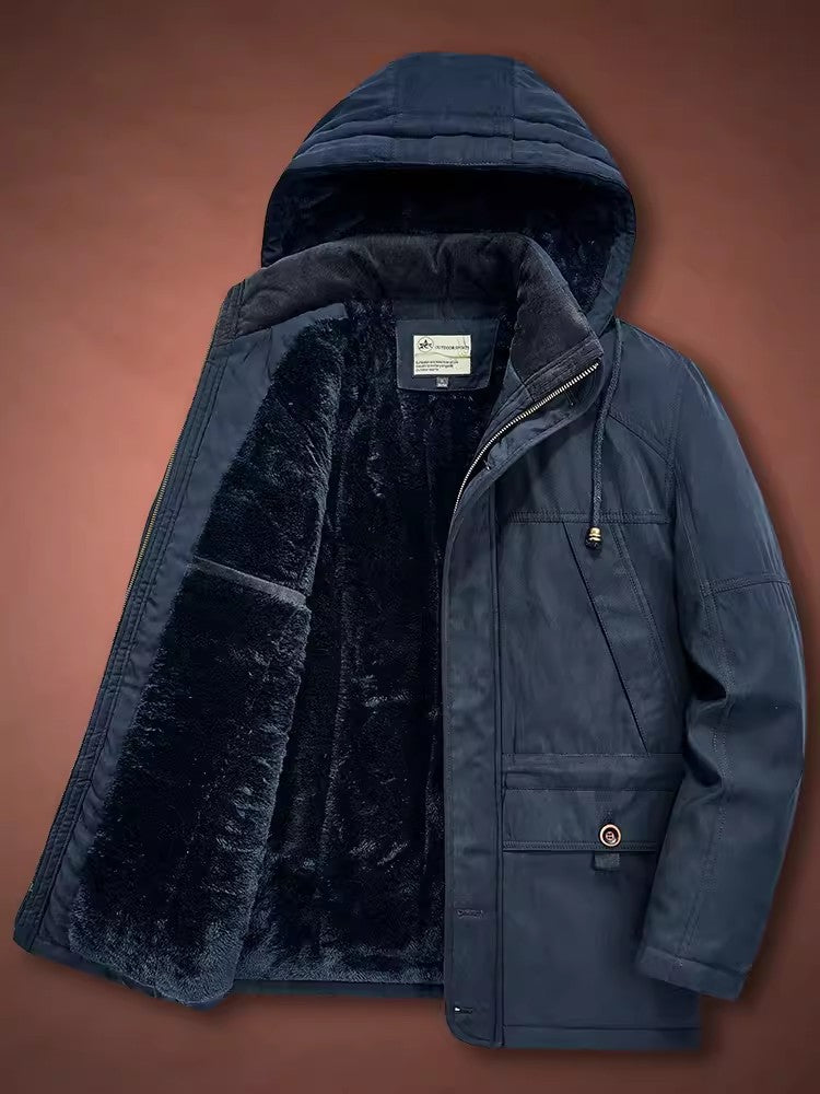 Herr Vinter Parka med Teddy Fleecefoder och Huva
