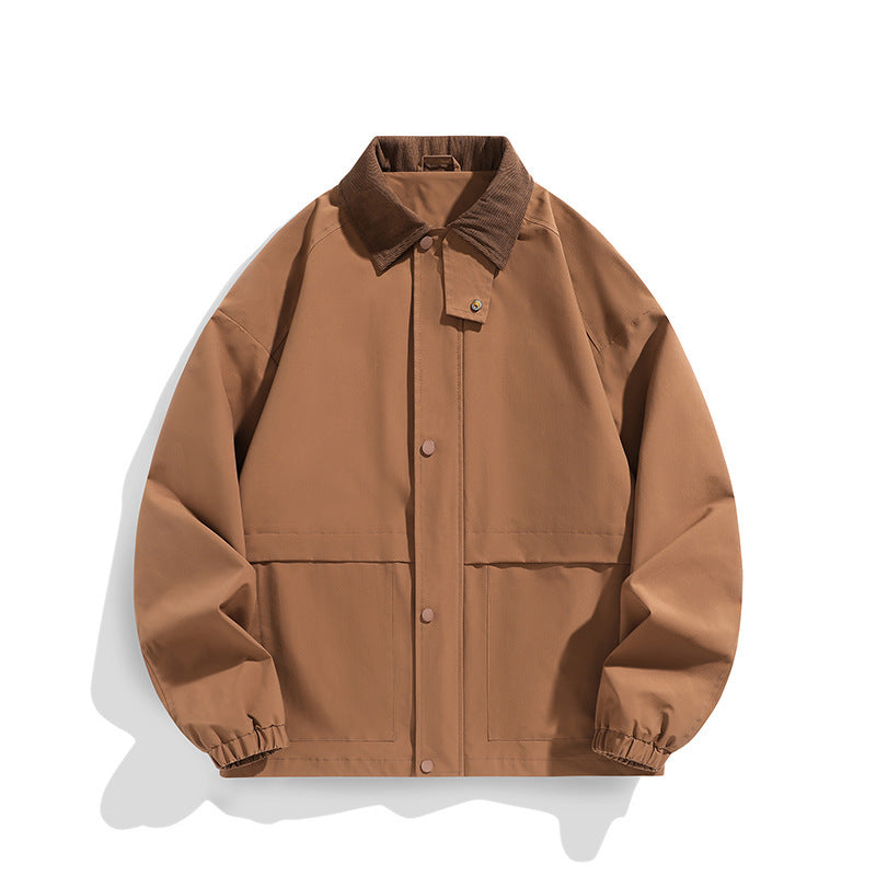 Herr oversize funktionsjacka med Cord Krage och Tryckknapp Front