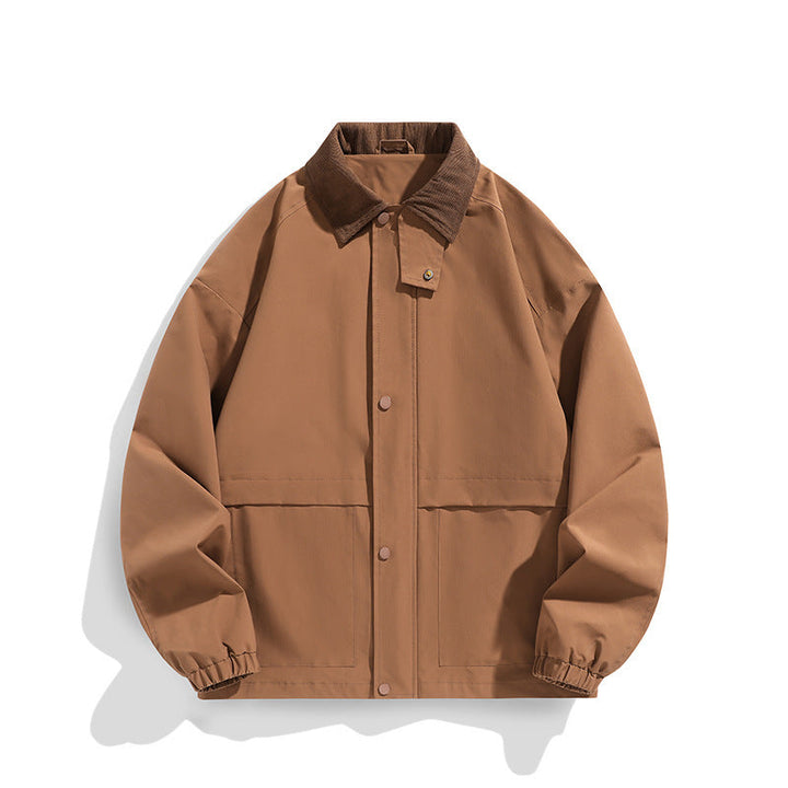 Herr oversize funktionsjacka med Cord Krage och Tryckknapp Front