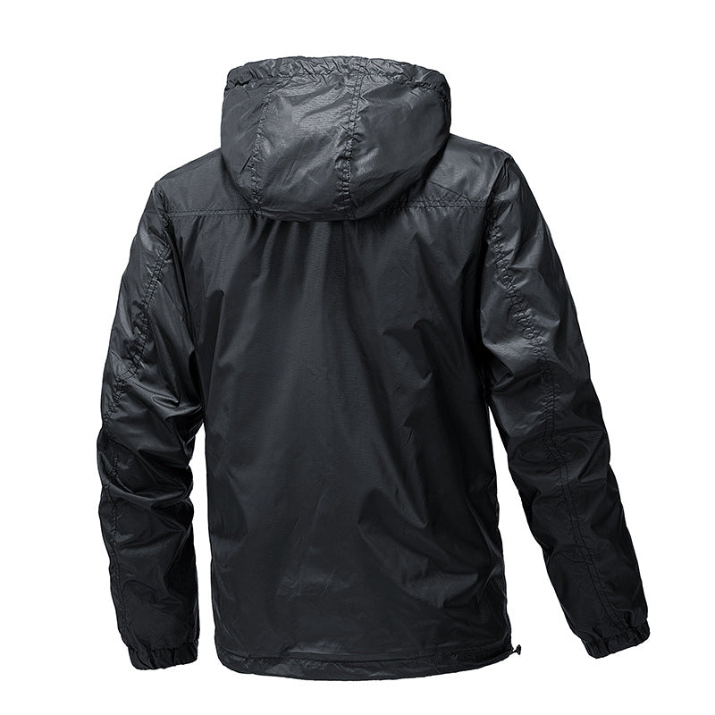 Herr Lätt Water-Repellent med Huva Vindjacka med Thermo Foder &amp; Bröstficka