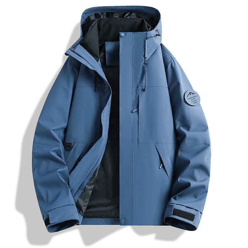 Herr vatten- och vindtät softshell utomhusjacka med justerbar huva
