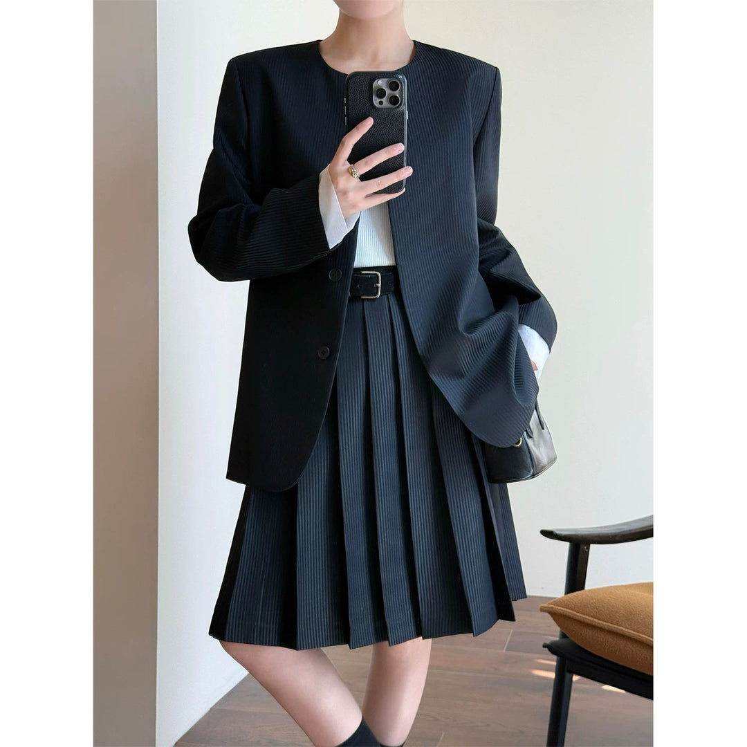 Dam elegant Pleated jacka Drune