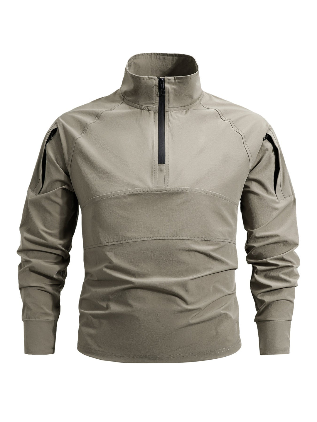 Herr Tactical Halv Dragkedja Outdoor Pullover med Hög Ståkrage, Concealed Dragkedja, och Arm Fickor