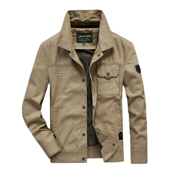 Herr Urban Canvas Utility Blouson med Stående Krage, Mesh Foder och Bröst Lock Ficka