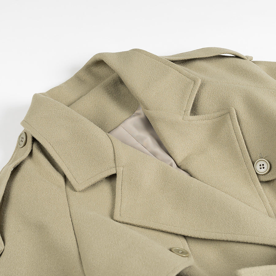 Dam lång trenchcoat med bälte, Double-Breasted knappslå och Epaulets