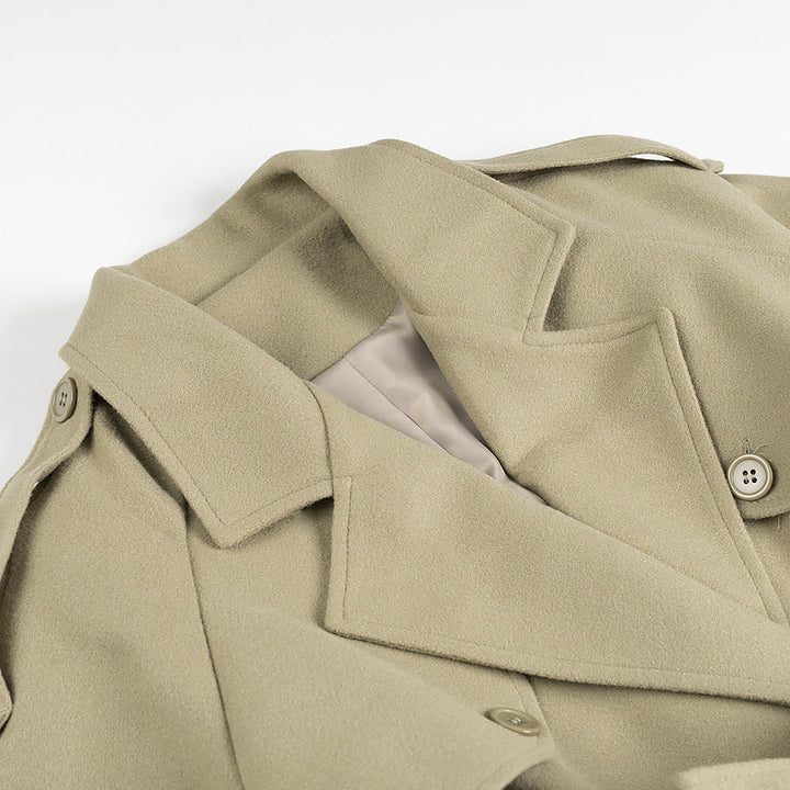 Dam lång trenchcoat med bälte, Double-Breasted knappslå och Epaulets