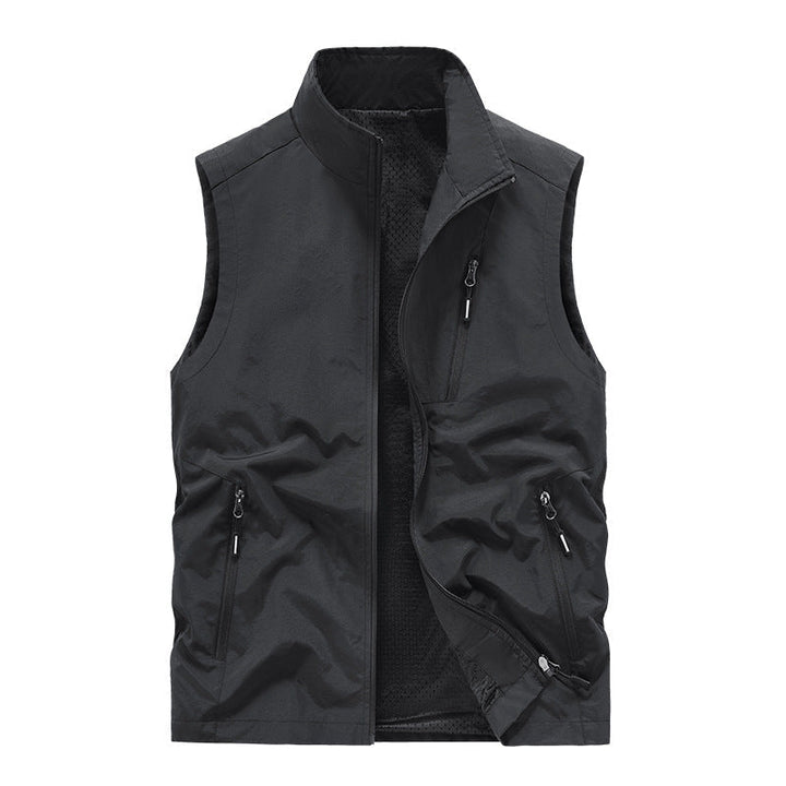 Herr Sportig Friluftsväst med Funktionell Dragkedja Fickor