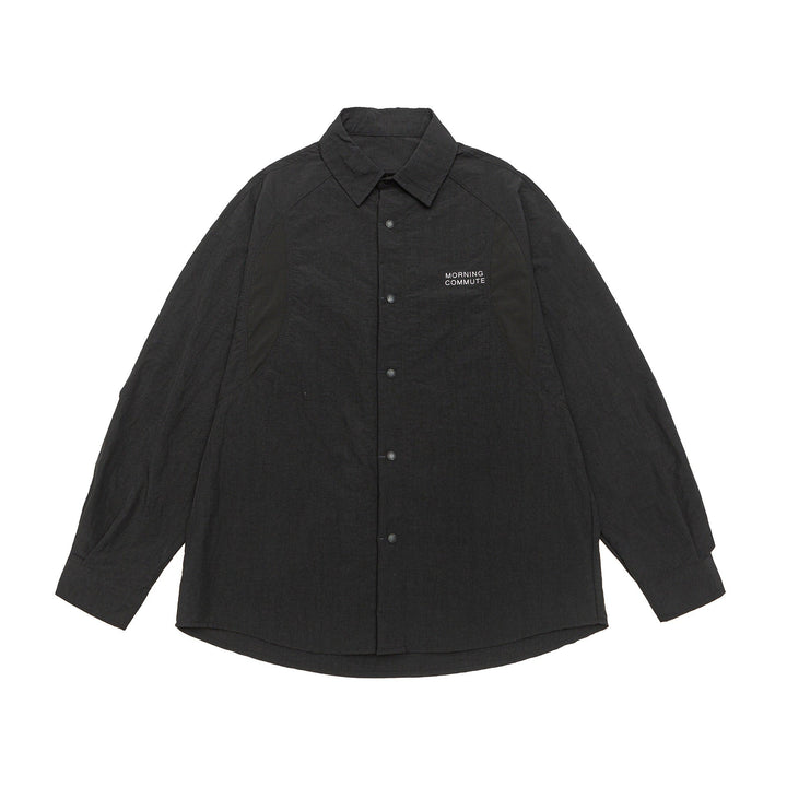 Unisex Light Overshirt i Coach Stil med Skjortkrage och Bröst Tryck