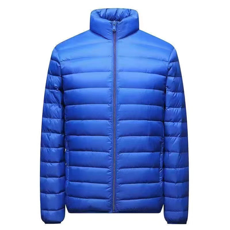 Herr ultra-light packable micro quiltad jacka med ståkrage, vadderad isolering och vindresistent skal