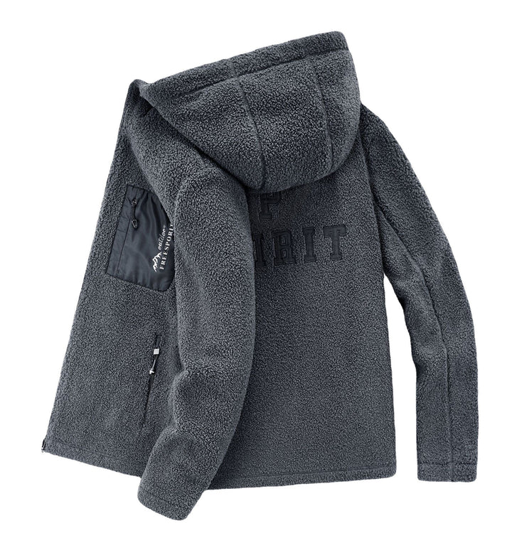 Herr Sherpa-Fleece med Dragkedja Luvtröja med Dragkedja och Bröstficka