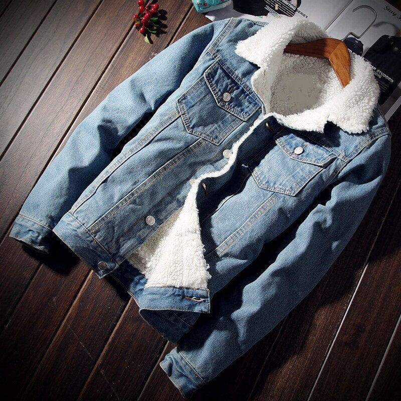 Dam Avslappnad Denimjacka med Fleece Foder
