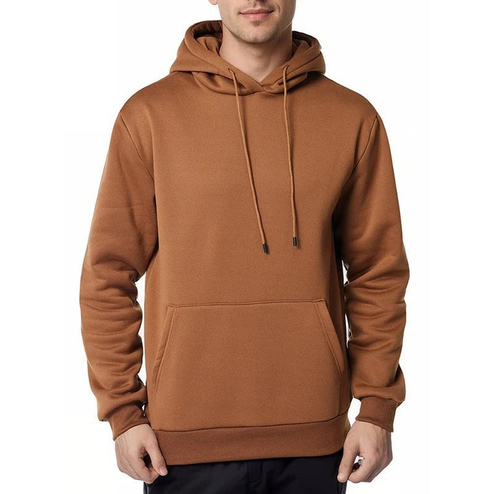 Herr Nan Minimalistisk Luvtröja med Mjuk Fleece Foder och Känguruficka
