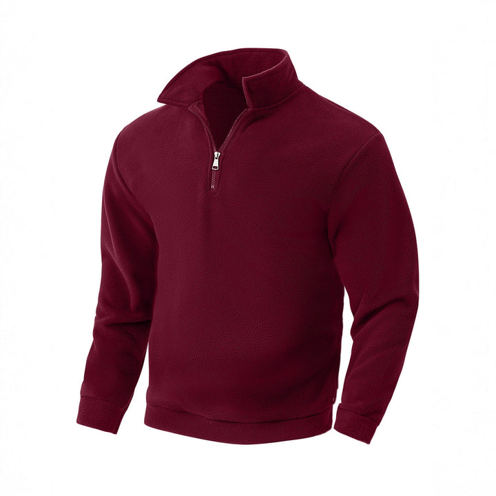 Herr Nano Fleece Halv Dragkedja Pullover med Ståkrage, Mjuk Teddy Fleece och Elastiska Muddar