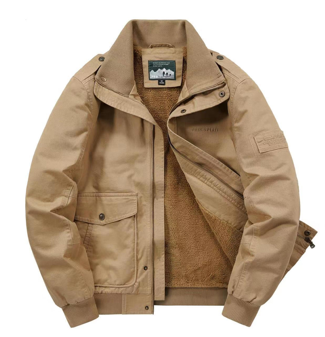 Herr Insulated Fält Blouson med Full Teddy Fleecefoder, Dold Zip Fram och Utility Fickor