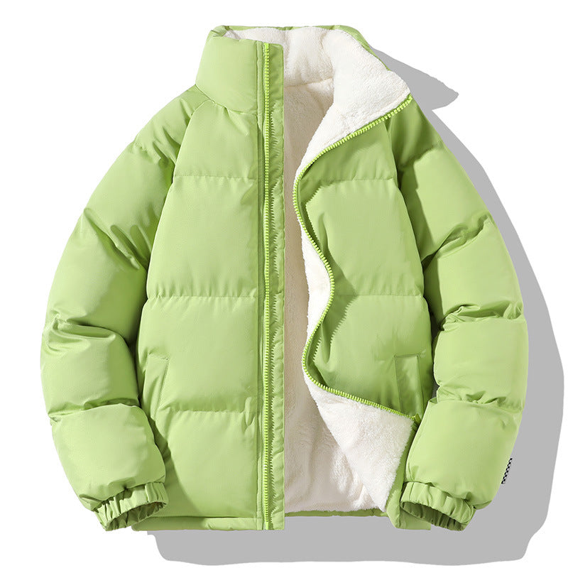 Dam Kort Polar Quiltad Jacka med Teddy Foder, Boxig Skärning &amp; Dold Dragkedja
