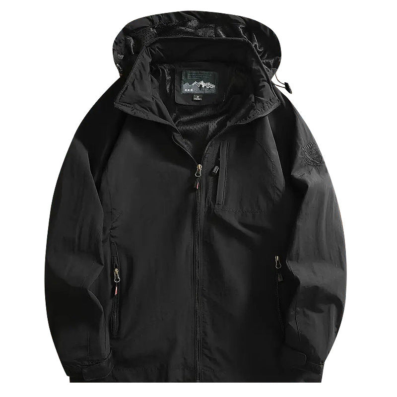 Herr Nano Lätt Wind och Water-Repellent Jacka med Huva med Concealed Bröst Dragkedja Ficka