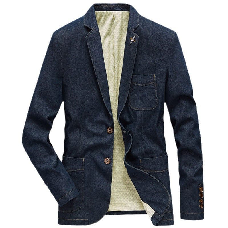 Herr Denim Kavaj i Unstructured Worker Stil med Utanpåfickor