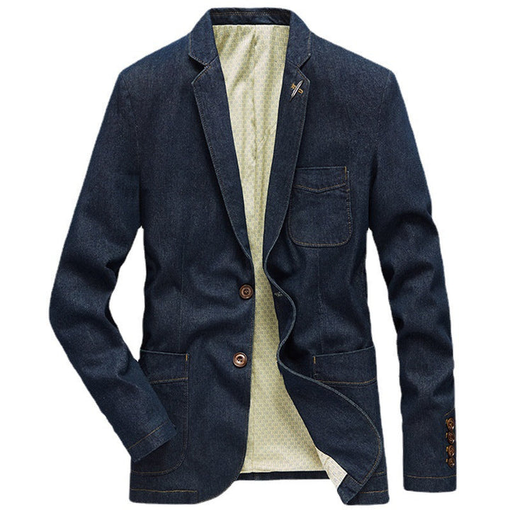 Herr Denim Kavaj i Unstructured Worker Stil med Utanpåfickor