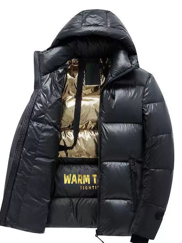 Herr Vadderad Termisk med Huva Quiltad Jacka med Reflective Insulation Inside