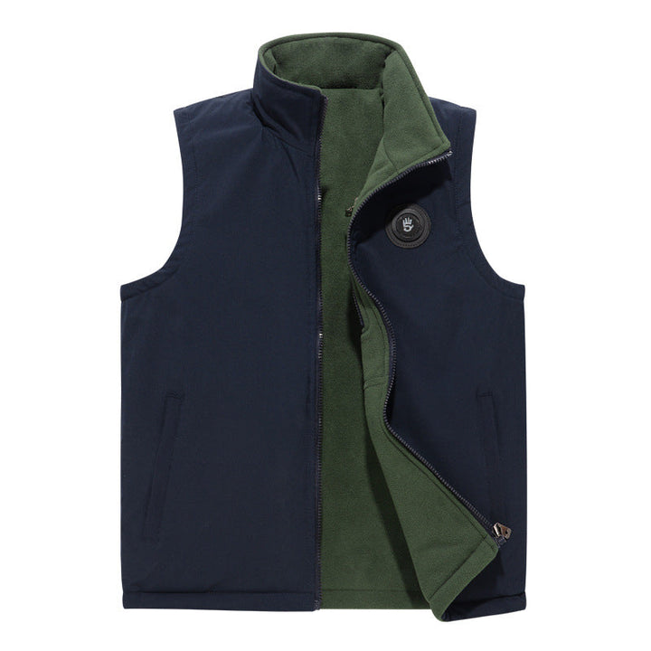 Herr Softshell Väst med Fleecefoder, Vindskyddande Yttre Lager och Hög Stående Krage