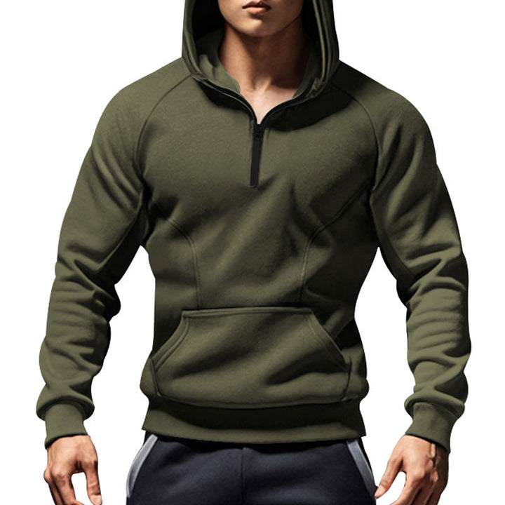 Herr Ledig med Huva College-Tröja med Kort Fram Dragkedja, Ergonomic Raglan Skärning, och Känguruficka