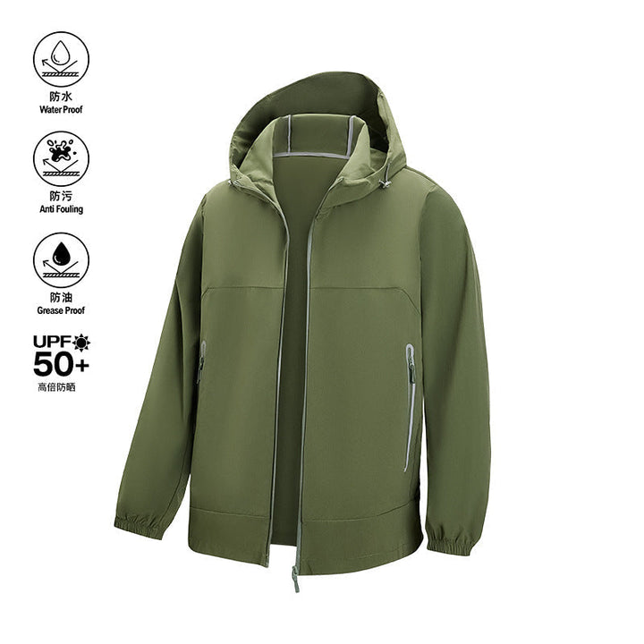 Herr Lätt Teknisk Softshell Vindjacka med Huva, Vattenavvisande Membran och Dragkedja Fickor