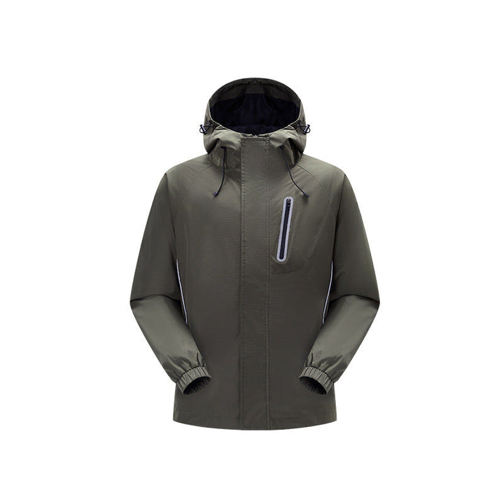 Herr Vindtät Andningsbar Regn och Softshell Jacka med Justerbar Huva och Reflekterande Inlägg Drune