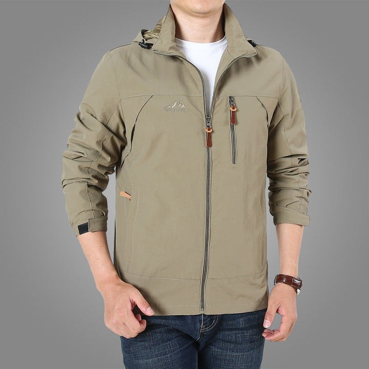 Herr Lätt Softshell Utomhus Jacka med Huva, Vind och Vattenavvisande Skal och Multifunctional Fickor