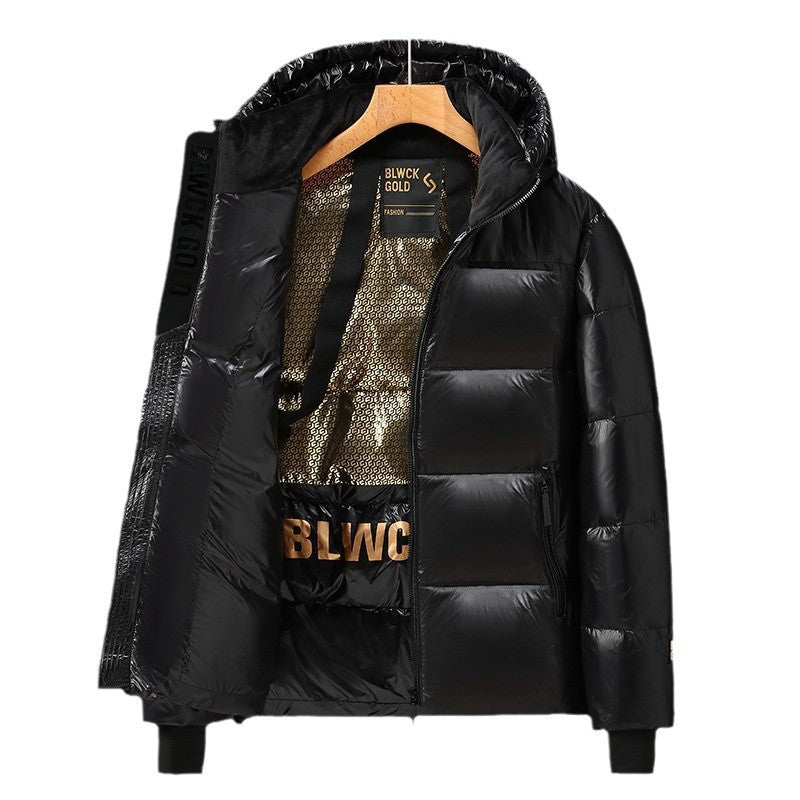 Unisex Glossy kviltad Parka med Metallic foder och Carry Straps