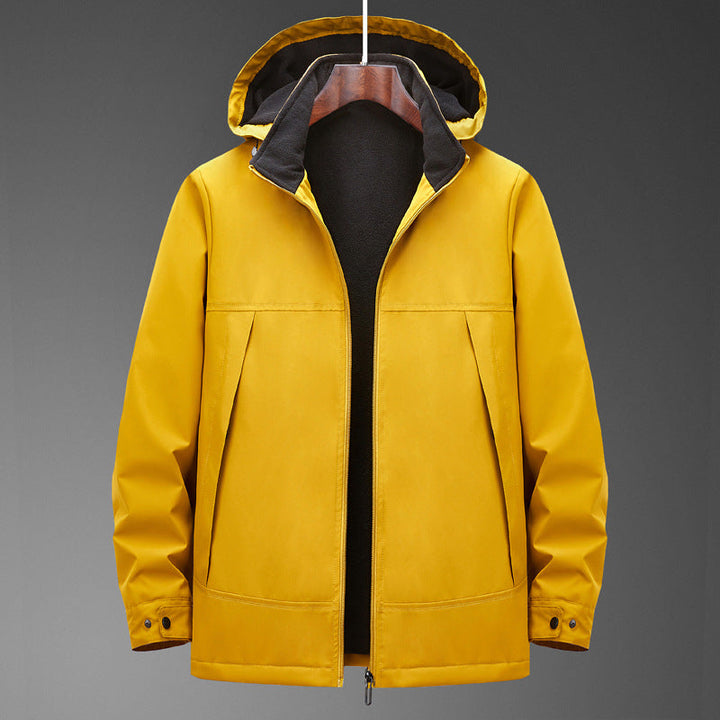 Men Vattenavvisande Multi-Pocket Jacka med Huva och Fleecefoder