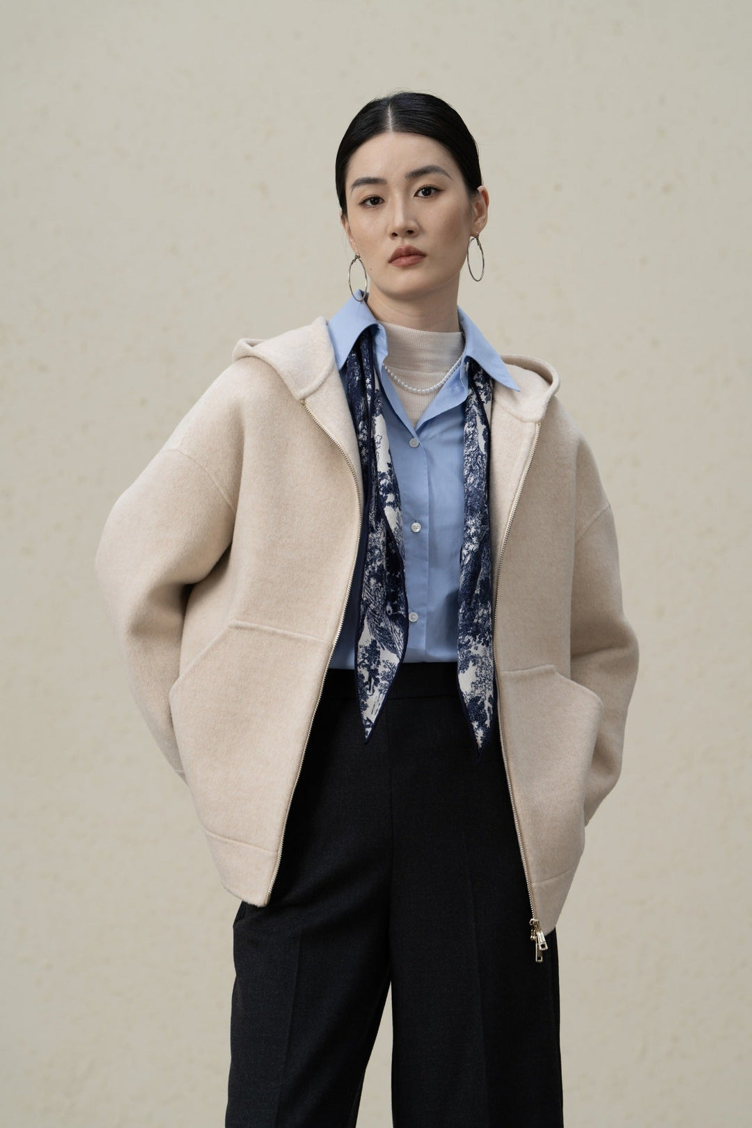 Stilren fleece-lined med dragkedja jacka för Dam