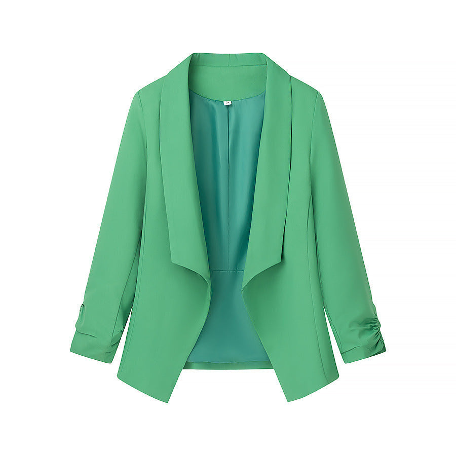 Dam locker falling Waterfall blazer jacka med gathered ärm cuffs