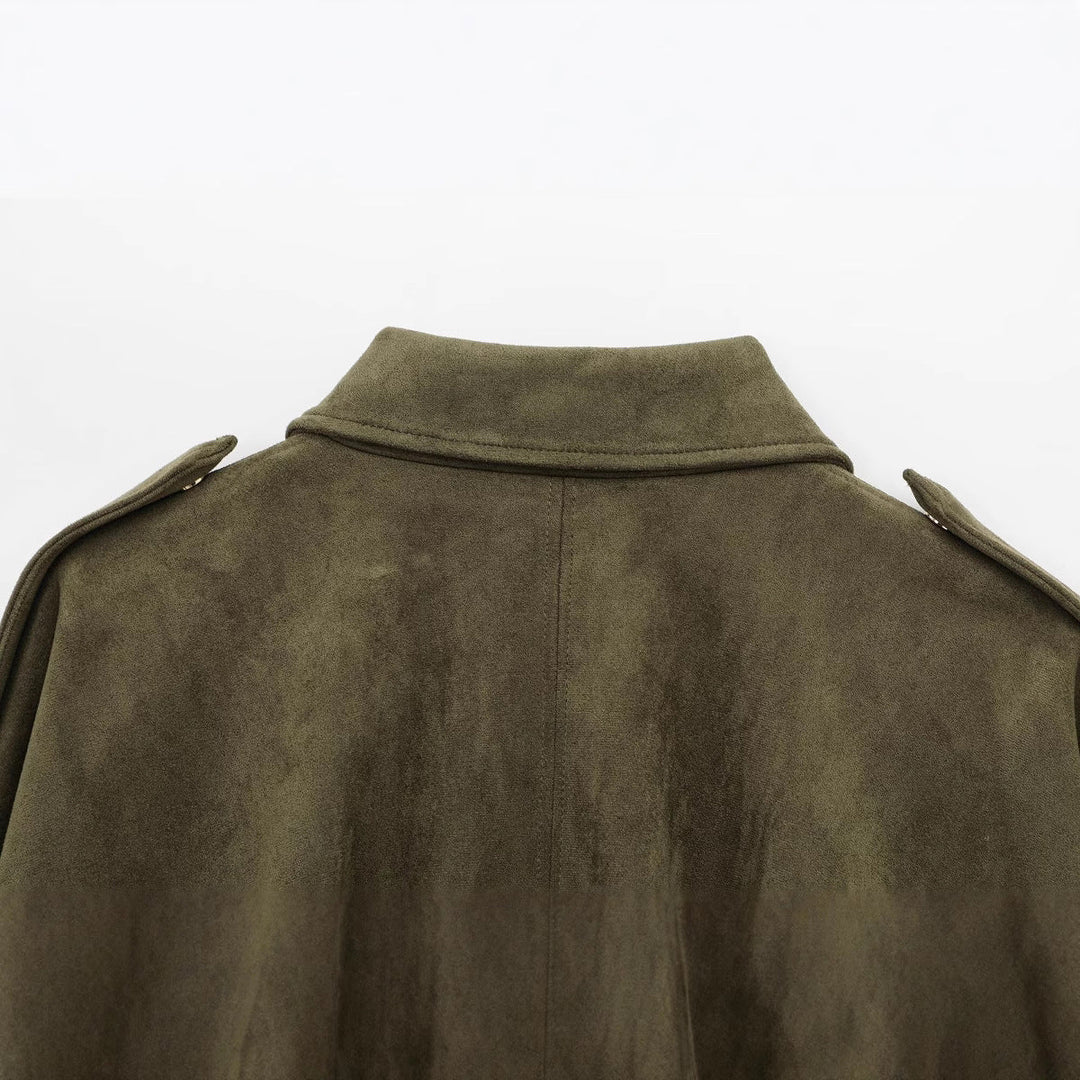 Dam Kort Oversize Jacka i Cape Look med Balloon-Shaped Nederkant