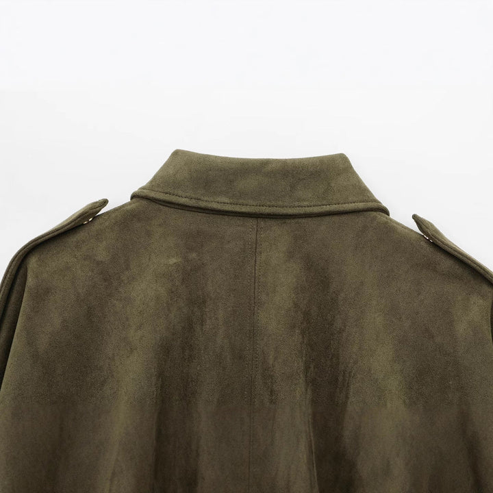 Dam Kort Oversize Jacka i Cape Look med Balloon-Shaped Nederkant