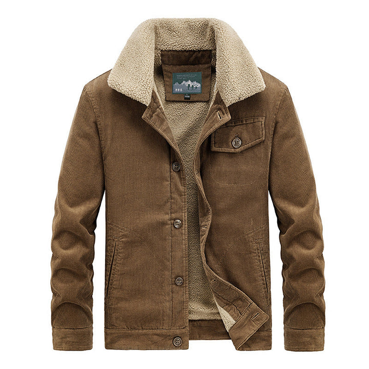 Herr Bomull Manchester Jacka i Worker Blouson med Warming Sherpa Foder
