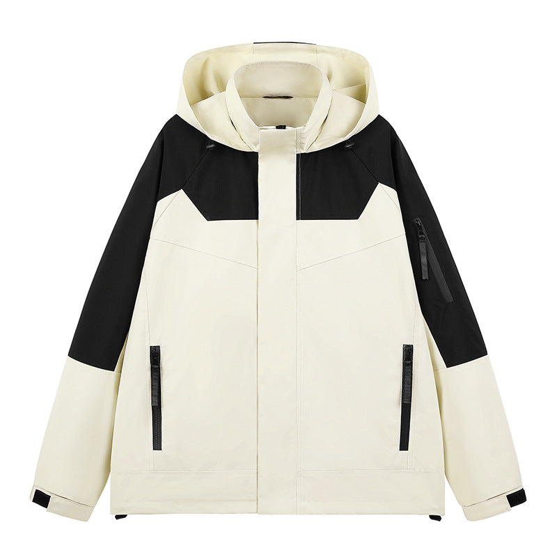 Herr vattenavvisande teknisk urban hoodiejacka med ergonomic huva, dold dragkedja, och seam-sealed funktion fickor