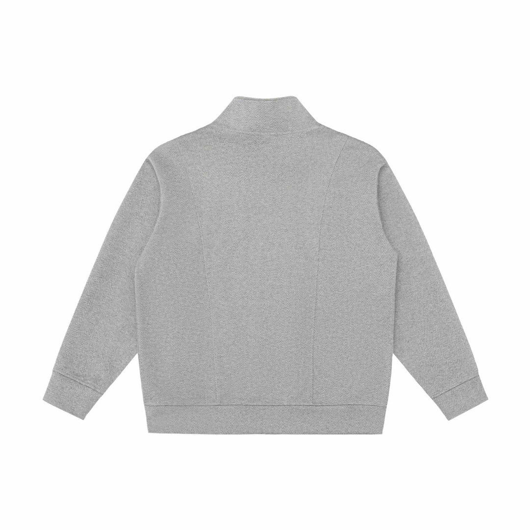 Unisex Lätt Ståkrage Jacka Gjord av Herringbone Structure med Hel Dragkedja