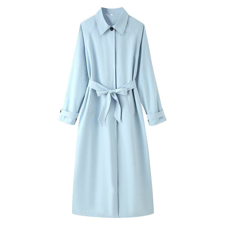 Dam Longer Skräddarsydd Trenchcoat med Knytbälte och Skjortkrage