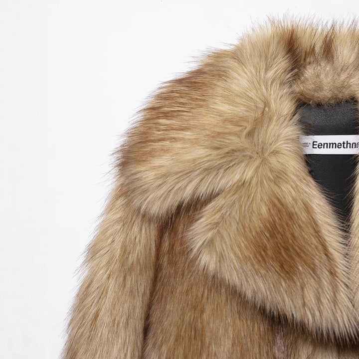 Dam kort oversize Faux Fur Bolero med vid Shawl krage