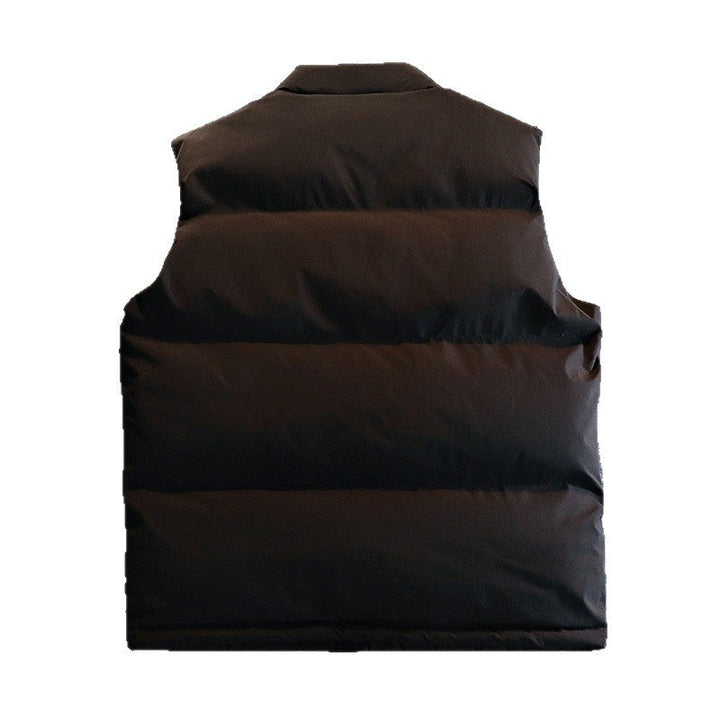 Herr Quiltad Vadderad Gilet med Hög Ståkrage, Dold Zip och Dragsko Fåll
