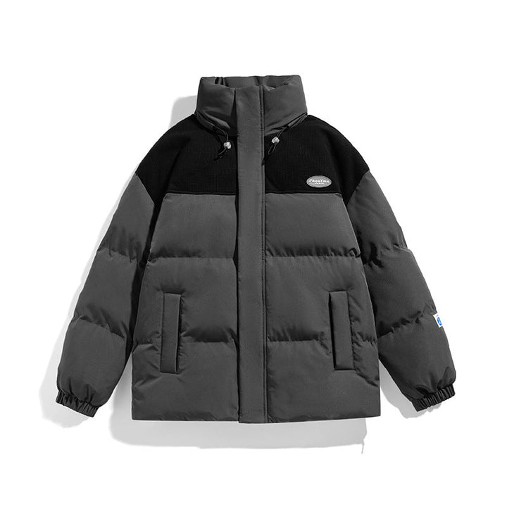 Herr vadderad Oversize quiltad Jacka med Hög ståkrage och Contrasting Axel Panel