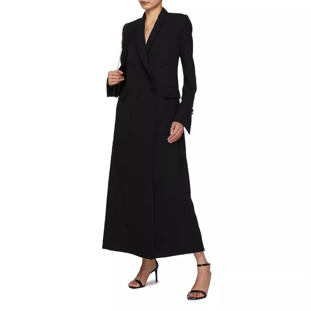 Dam Double-Breasted Maxi blazer kappa med Slim silhuett