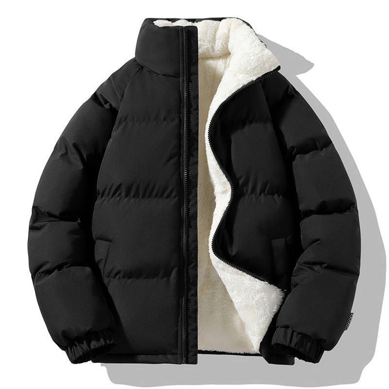 Dam Kort Polar Quiltad Jacka med Teddy Foder, Boxig Skärning &amp; Dold Dragkedja